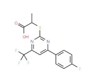 2-{[4-(4-Fluorophenyl)-6-(trifluoromethyl)-pyrimidin-2-yl]thio}propanoic acid (CAS 514180-15-5) - chemical structure image