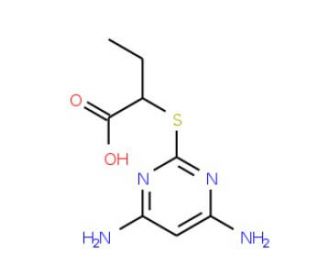 2-(4,6-Diamino-pyrimidin-2-ylsulfanyl)-butyric acid (CAS 436088-61-8) - chemical structure image