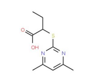 2-(4,6-Dimethyl-pyrimidin-2-ylsulfanyl)-butyric acid (CAS 433242-64-9) - chemical structure image