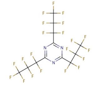 2,4,6-Tris(heptafluoropropyl)-1,3,5-triazine (CAS 915-76-4) - chemical structure image