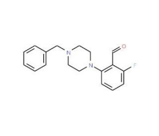 2-(4-Benzylpiperazino-1-yl)-6-fluorobenzaldehyde (CAS 159944-64-6) - chemical structure image