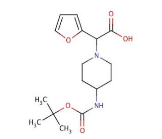 2-(4-Boc-aminopiperidin-1-yl)-2-(furan-2-yl)acetic acid (CAS 870703-77-8) - chemical structure image