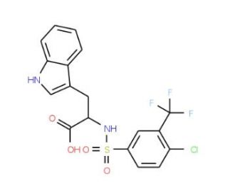 2-({[4-chloro-3-(trifluoromethyl)phenyl]sulfonyl}amino)-3-(1H-indol-3-yl)propanoic acid - chemical structure image
