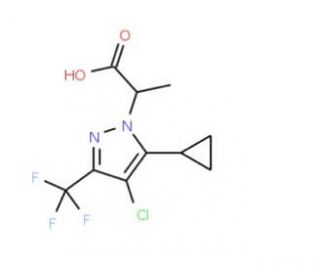 2-[4-Chloro-5-cyclopropyl-3-(trifluoromethyl)-1H-pyrazol-1-yl]propanoic acid (CAS 1006470-39-8) - chemical structure image