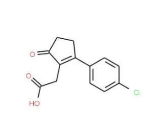 [2-(4-Chloro-phenyl)-5-oxo-cyclopent-1-enyl]-acetic acid (CAS 53272-87-0) - chemical structure image