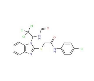 2-[(4-Chlorophenyl)carbamoylmethylthio)]-1H-benzo-[d]imidazol-1-yl-(2,2,2-trichloroethyl)formamide - chemical structure image