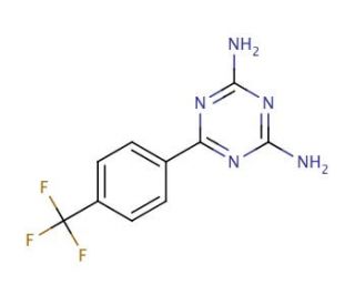 2,4-Diamino-6-[4-(trifluoromethyl)phenyl]-1,3,5-triazine (CAS 186834-97-9) - chemical structure image