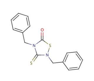 2,4-Dibenzyl-5-oxothiadiazolidine-3-thione (CAS 72966-20-2) - chemical structure image
