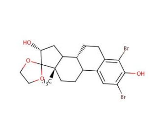 2,4-Dibromo-17,17-ethylenedioxy-1,3,5(10)-estratriene-3,16&alpha;-diol (CAS 90474-20-7) - chemical structure image