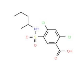 2,4-dichloro-5-{[(1-methylbutyl)amino]sulfonyl}benzoic acid - chemical structure image