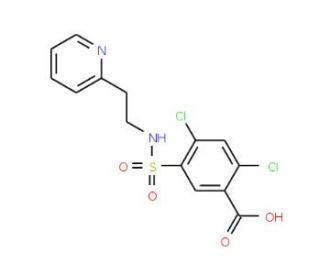 2,4-dichloro-5-{[(2-pyridin-2-ylethyl)amino]sulfonyl}benzoic acid - chemical structure image