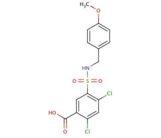 2,4-dichloro-5-{[(4-methoxybenzyl)amino]sulfonyl}benzoic acid - chemical structure image