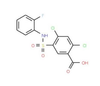 2,4-Dichloro-5-(2-fluoro-phenylsulfamoyl)-benzoic acid - chemical structure image