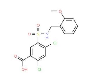 2,4-Dichloro-5-(2-methoxy-benzylsulfamoyl)-benzoic acid - chemical structure image