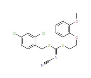 (2,4-Dichlorobenzyl) [2-(2-methoxyphenoxy)ethyl]-cyanocarbonimidodithioate - chemical structure image