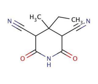 2,4-Dicyano-3-ethyl-3-methylglutarimide (CAS 1135-62-2) - chemical structure image