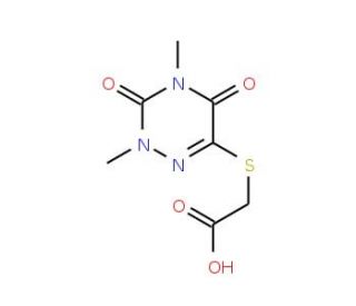 [(2,4-dimethyl-3,5-dioxo-2,3,4,5-tetrahydro-1,2,4-triazin-6-yl)thio]acetic acid - chemical structure image