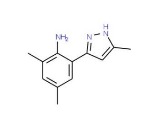 2,4-Dimethyl-6-(5-methyl-2H-pyrazol-3-yl)-phenylamine - chemical structure image