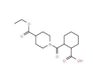 2-{[4-(Ethoxycarbonyl)-1-piperidinyl]-carbonyl}cyclohexanecarboxylic acid - chemical structure image
