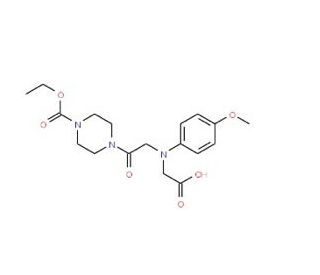 [{2-[4-(Ethoxycarbonyl)piperazin-1-yl]-2-oxoethyl}(4-methoxyphenyl)amino]acetic acid - chemical structure image