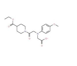 [{2-[4-(Ethoxycarbonyl)piperidin-1-yl]-2-oxoethyl}(4-methoxyphenyl)amino]acetic acid - chemical structure image