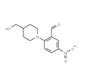 2-[4-(Hydroxymethyl)piperidino]-5-nitrobenzenecarbaldehyde - chemical structure image