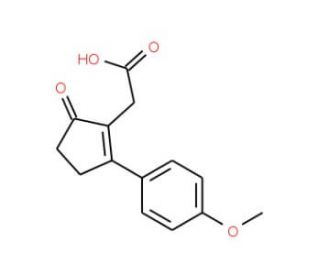 [2-(4-Methoxy-phenyl)-5-oxo-cyclopent-1-enyl]-acetic acid - chemical structure image