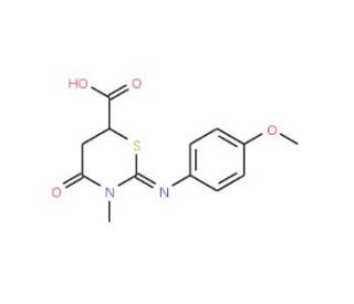 2-(4-Methoxy-phenylimino)-3-methyl-4-oxo-[1,3]thiazinane-6-carboxylic acid (CAS 309265-90-5) - chemical structure image
