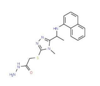 2-({4-Methyl-5-[1-(1-naphthylamino)ethyl]-4H-1,2,4-triazol-3-yl}thio)acetohydrazide - chemical structure image