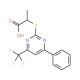 2-{[4-Phenyl-6-(trifluoromethyl)pyrimidin-2-yl]-thio}propanoic acid - chemical structure image