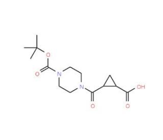 2-{[4-(tert-Butoxycarbonyl)piperazin-1-yl]carbonyl}cyclopropane-1-carboxylic acid - chemical structure image