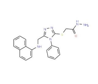 2-({5-[(1-Naphthylamino)methyl]-4-phenyl-4H-1,2,4-triazol-3-yl}thio)acetohydrazide - chemical structure image