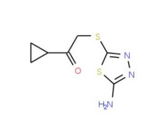 2-(5-Amino-[1,3,4]thiadiazol-2-ylsulfanyl)-1-cyclopropyl-ethanone (CAS 309283-44-1) - chemical structure image