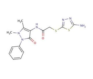 2-(5-Amino-[1,3,4]thiadiazol-2-ylsulfanyl)-N-(1,5-dimethyl-3-oxo-2-phenyl-2,3-dihydro-1H-pyrazol-4-yl)-acetamide - chemical s