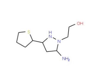 2-[5-amino-3-(thiophen-2-yl)-1H-pyrazol-1-yl]ethan-1-ol - chemical structure image