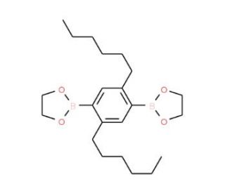 2,5-Dihexyl-1,4-benzenediboronic acid ethylene glycol ester (CAS 883741-17-1) - chemical structure image