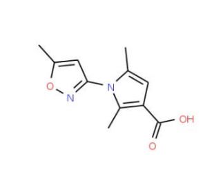 2,5-dimethyl-1-(5-methylisoxazol-3-yl)-1H-pyrrole-3-carboxylic acid - chemical structure image