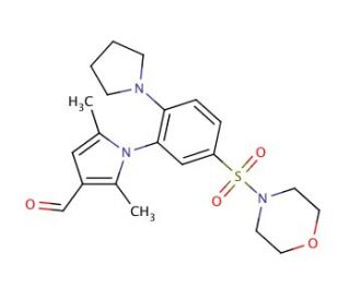 2,5-Dimethyl-1-[5-(morpholine-4-sulfonyl)-2-pyrrolidin-1-yl-phenyl]-1H-pyrrole-3-carbaldehyde - chemical structure image