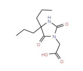 (2,5-dioxo-4,4-dipropylimidazolidin-1-yl)acetic acid (CAS 723-09-1) - chemical structure image