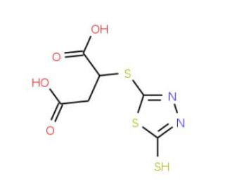 2-(5-Mercapto-1,3,4-thiadiazol-2-ylsulfanyl) succinic acid (CAS 125605-97-2) - chemical structure image