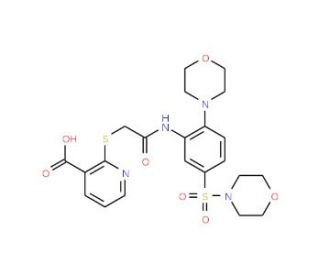 2-{[5-(Morpholine-4-sulfonyl)-2-morpholin-4-yl-phenylcarbamoyl]-methylsulfanyl}-nicotinic acid - chemical structure image