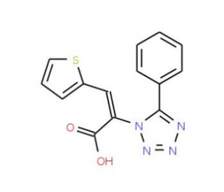 2-(5-phenyl-1H-tetrazol-1-yl)-3-thien-2-ylacrylic acid (CAS 36283-09-7) - chemical structure image