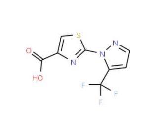 2-[5-(Trifluoromethyl)-1H-pyrazol-1-yl]-1,3-thiazole-4-carboxylic acid - chemical structure image