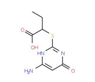 2-(6-Amino-4-oxo-1,4-dihydro-pyrimidin-2-yl-sulfanyl)-butyric acid (CAS 436088-62-9) - chemical structure image