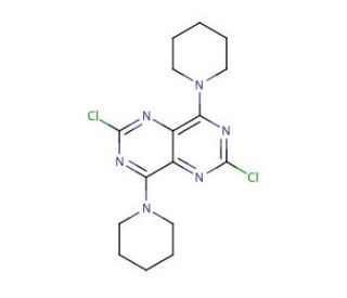 2,6-Dichloro-4,8-dipiperidino-pyrimido[5,4-d]pyrimidine (CAS 7139-02-8) - chemical structure image