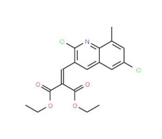 2,6-Dichloro-8-methyl-3-(2,2-diethoxycarbonyl)vinylquinoline (CAS 1031929-03-9) - chemical structure image