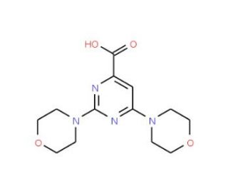 2,6-Dimorpholin-4-ylpyrimidine-4-carboxylic acid (CAS 450368-32-8) - chemical structure image