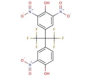 2,6-Dinitro-4-(2,2,2-trifluoro-1-(4-hydroxy-3-nitro-phenyl)-1-trifluoromethyl-ethyl)-phenol - chemical structure image