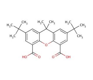 2,7-Di-tert-butyl-9,9-dimethylxanthene-4,5-dicarboxylic acid (CAS 130525-39-2) - chemical structure image
