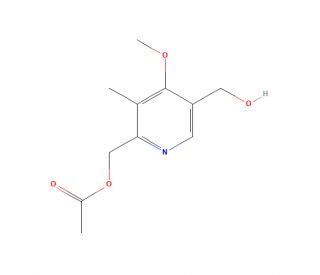 2-Acetoxymethyl-5-hydroxymethyl-4-methoxy-3-methylpyridine (CAS 120003-77-2) - chemical structure image
